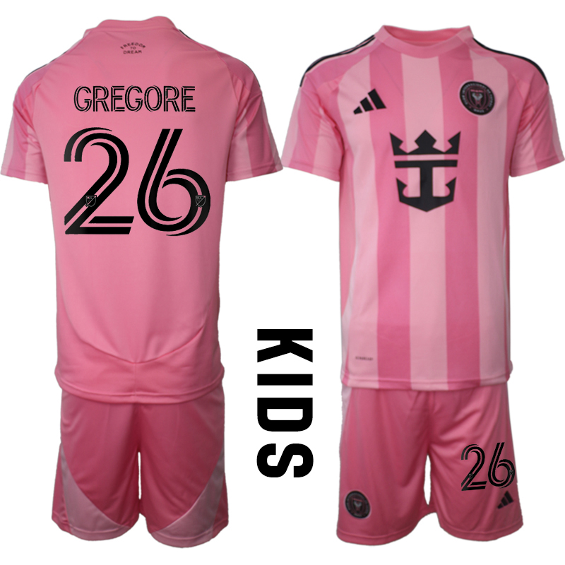 Youth 2025-2026 Club Inter Milan CF home Pink #26 Soccer Jersey->youth soccer jersey->Youth Jersey